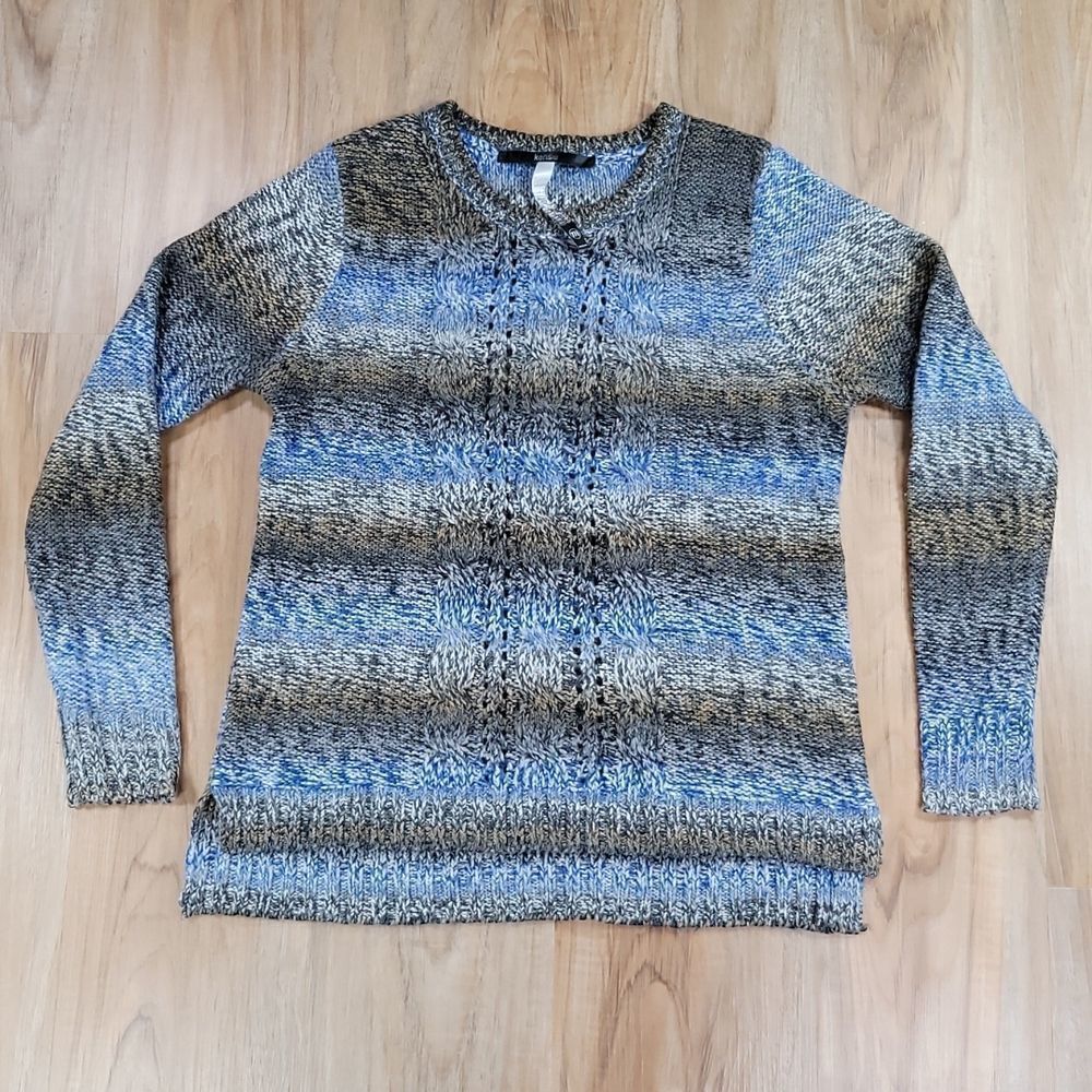 🔹️Kensie Blue & Gray Variegated Knit Sweater Medium